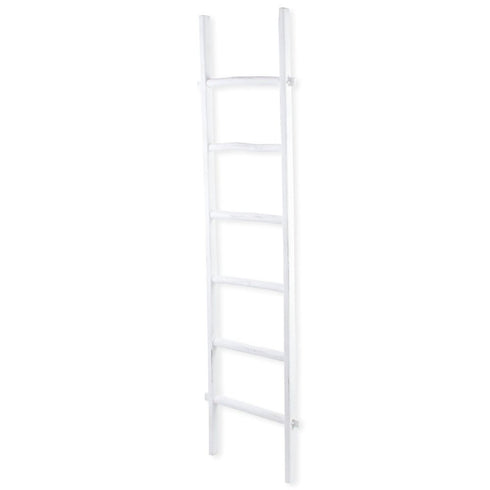 76" White Six Step Solid Wood Decorative Ladder