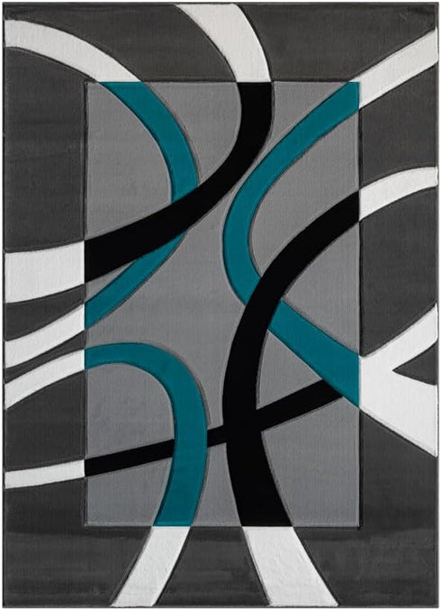 Abstract 3D Wave Lined Carved Modern Area Rug - Multicolor
