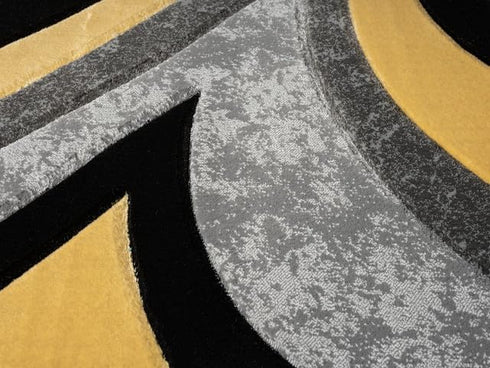 Black and Grey with Red or Yellow Abstract 3D Area Rug