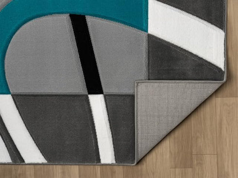 Abstract 3D Wave Lined Carved Modern Area Rug - Multicolor