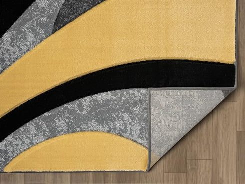 Black and Grey with Red or Yellow Abstract 3D Area Rug