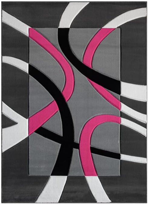 Abstract 3D Wave Lined Carved Modern Area Rug - Multicolor