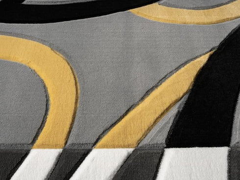 Abstract 3D Wave Lined Carved Modern Area Rug - Multicolor