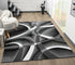 Grey, Black, White Modern Abstract Area Rug