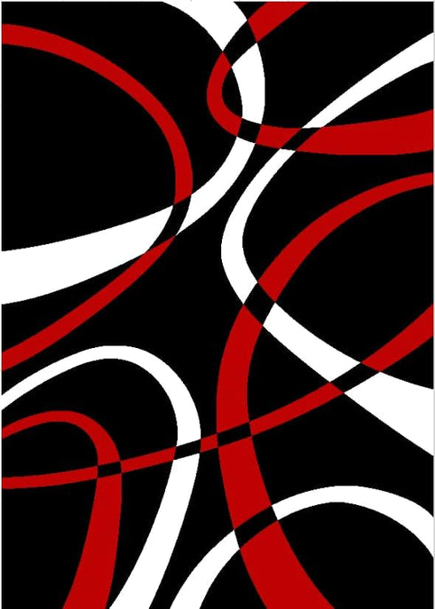 Grey, Black, White Modern Abstract Area Rug