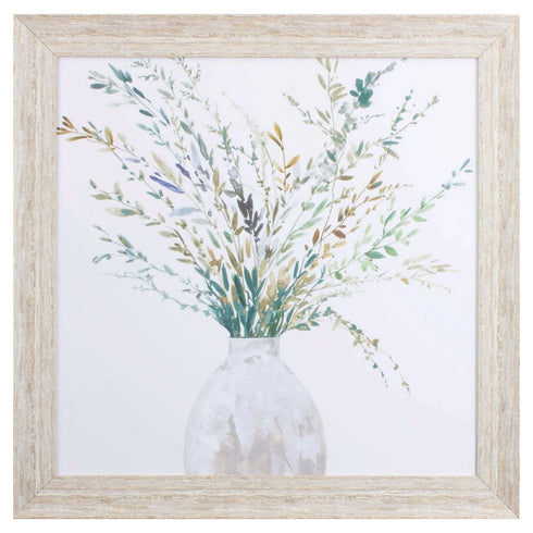 Vase of Grass II White Framed Print Wall Art