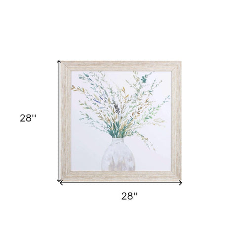 Vase of Grass II White Framed Print Wall Art