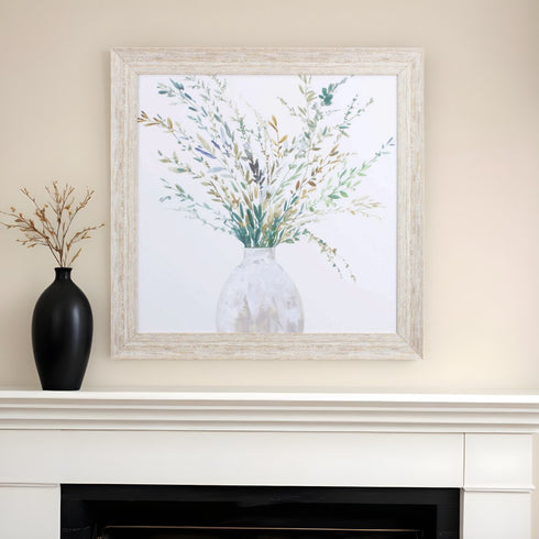 Vase of Grass II White Framed Print Wall Art