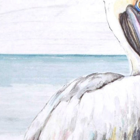 Set Of Two Pelican on the Shore White Framed Print Wall Art