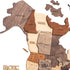 24" X 39" Brown and Beige Wood World Map Hanging Dimensional Sculpture