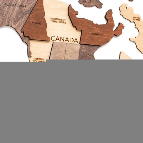 35" X 59" Brown and Beige Wood World Map Hanging Dimensional Sculpture