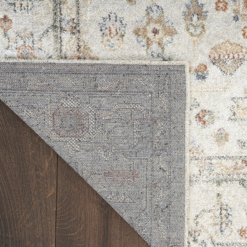8' X 10' Gray Orange And Ivory Floral Medallion Distressed Washable Area Rug