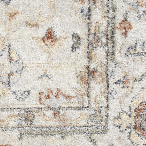 8' X 10' Gray Orange And Ivory Floral Medallion Distressed Washable Area Rug