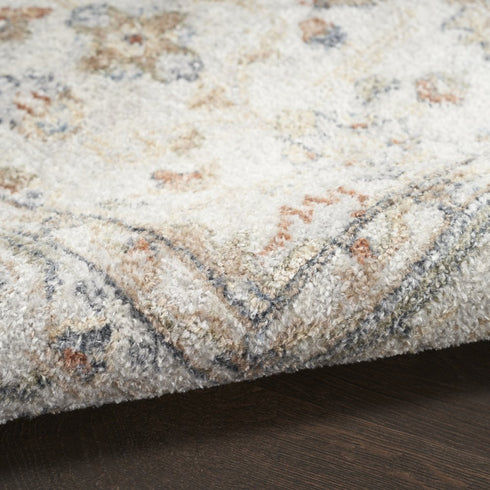 8' X 10' Gray Orange And Ivory Floral Medallion Distressed Washable Area Rug