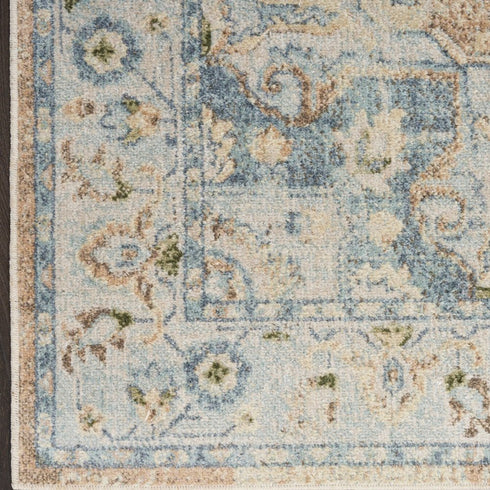 8' X 10' Gray Orange And Ivory Floral Medallion Distressed Washable Area Rug