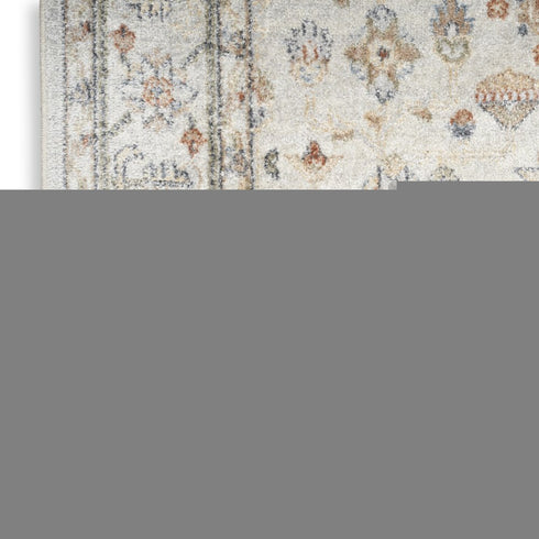 8' X 10' Gray Orange And Ivory Floral Medallion Distressed Washable Area Rug
