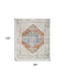 8' X 10' Gray Orange And Ivory Floral Medallion Distressed Washable Area Rug