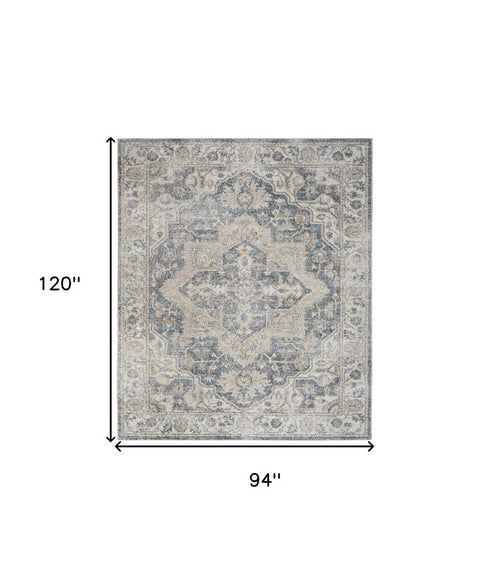9' X 12' Gray Oriental Power Loom Area Rug