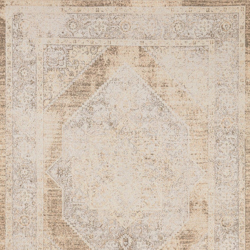 8' X 10' Beige Oriental Power Loom Washable Area Rug