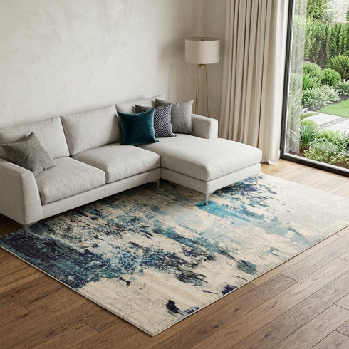 9' X 12' Ivory Abstract Power Loom Area Rug