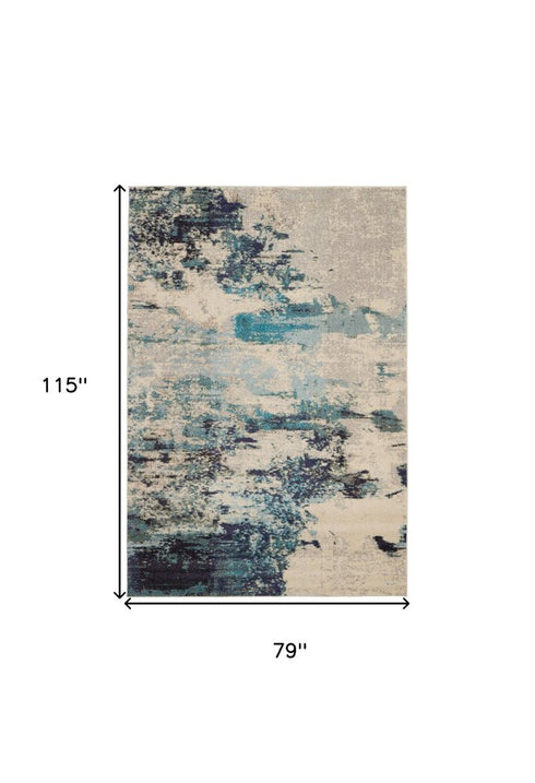 9' X 12' Ivory Abstract Power Loom Area Rug
