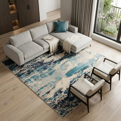9' X 12' Ivory Abstract Power Loom Area Rug