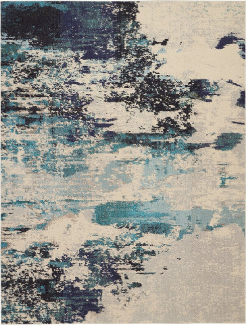 9' X 12' Ivory Abstract Power Loom Area Rug