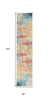 10' Blue And Gray Abstract Runner Rug