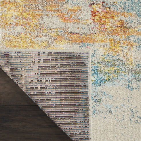10' Blue And Gray Abstract Runner Rug