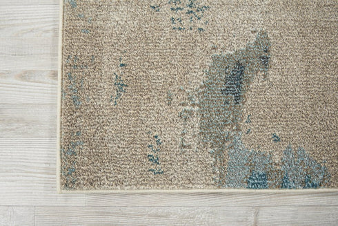 10' Blue And Gray Abstract Runner Rug