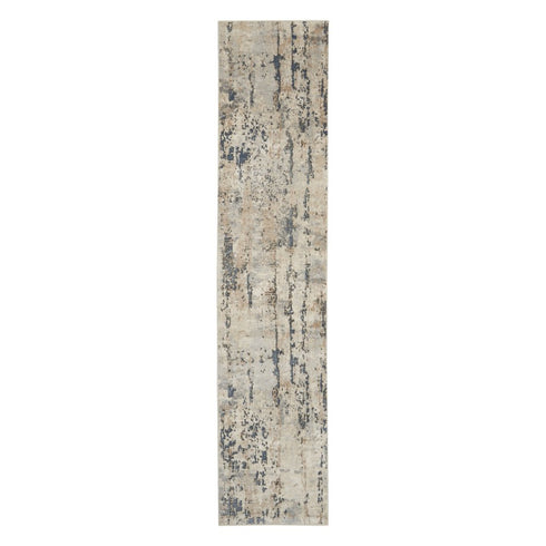10' Beige and Ivory Abstract Power Loom Runner Rug
