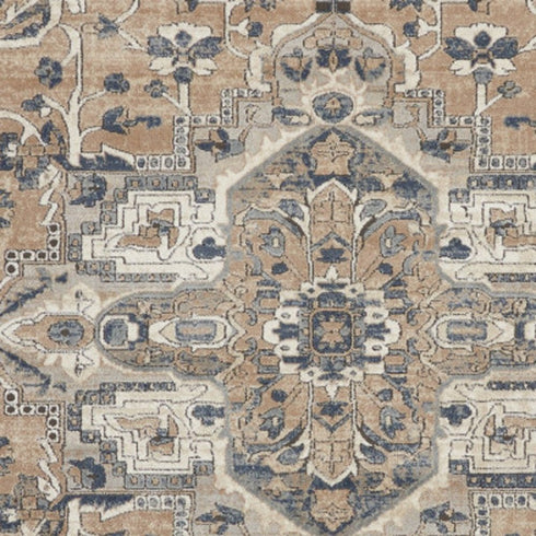 7' X 10' Ivory Floral Power Loom Area Rug