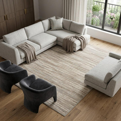 7' X 10' Brown Abstract Power Loom Area Rug