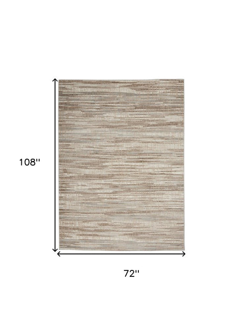 7' X 10' Brown Abstract Power Loom Area Rug