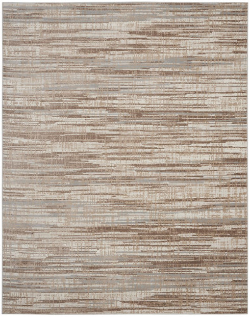 7' X 10' Brown Abstract Power Loom Area Rug