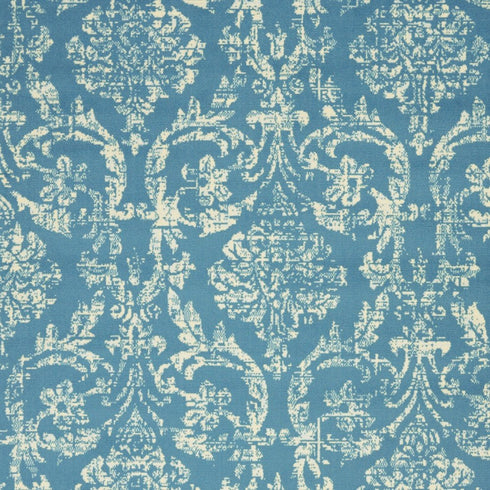 8' X 10' Blue Damask Power Loom Area Rug