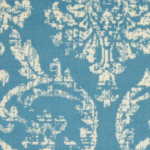 8' X 10' Blue Damask Power Loom Area Rug