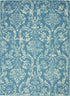 8' X 10' Blue Damask Power Loom Area Rug