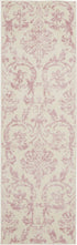7' Cream Damask Power Loom Runner Rug