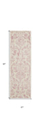 7' Cream Damask Power Loom Runner Rug