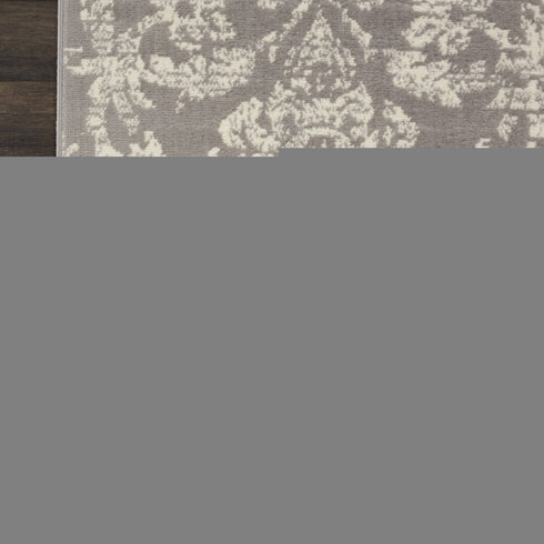 8' X 10' Gray Damask Power Loom Area Rug