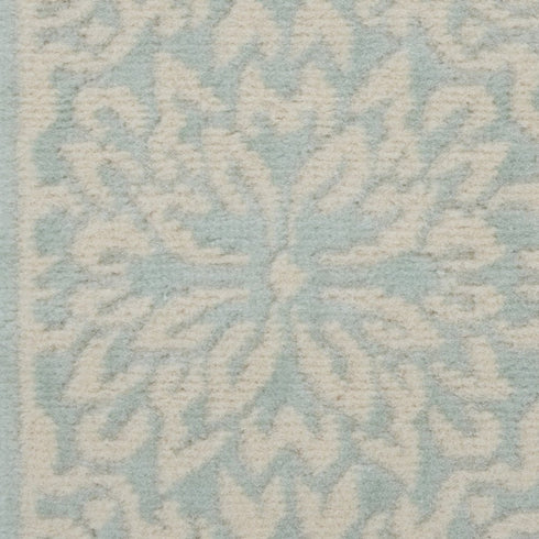 7' Aqua Floral Power Loom Runner Rug