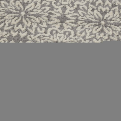 7' Gray Floral Power Loom Runner Rug
