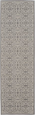 7' Gray Floral Power Loom Runner Rug