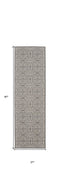 7' Gray Floral Power Loom Runner Rug