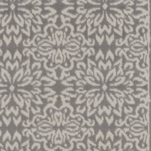 7' Gray Floral Power Loom Runner Rug