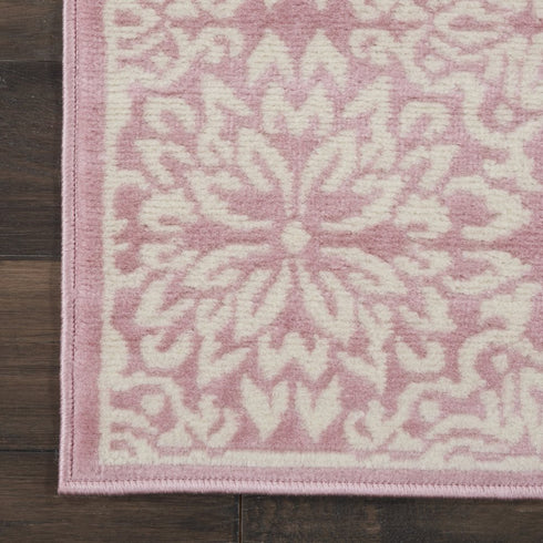 7' Pink Floral Power Loom Runner Rug