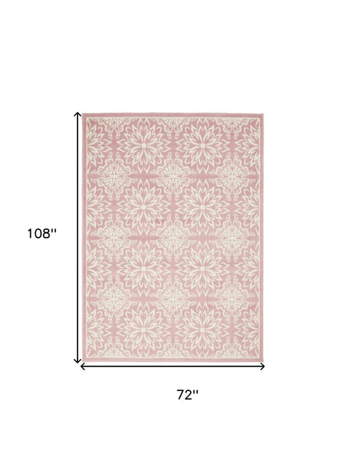 8' X 10' Pink Floral Power Loom Area Rug