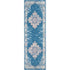 8' Blue Damask Power Loom Runner Rug
