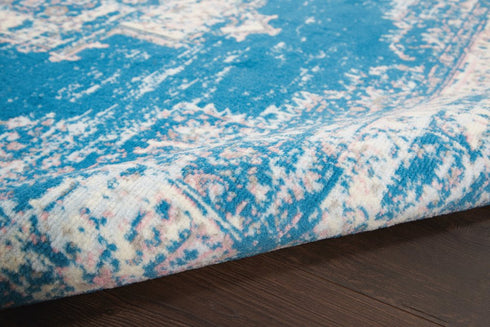 8' X 10' Blue Damask Power Loom Area Rug